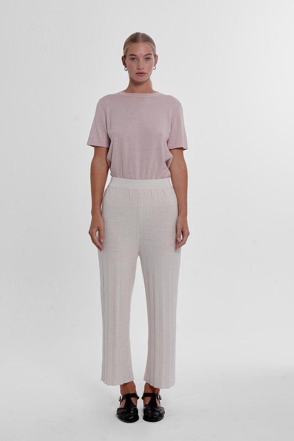Durban Plissé Pants - Bone