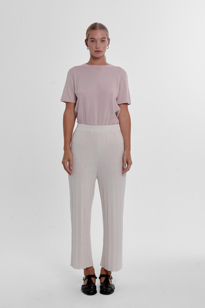 Durban Plissé Pants - Bone