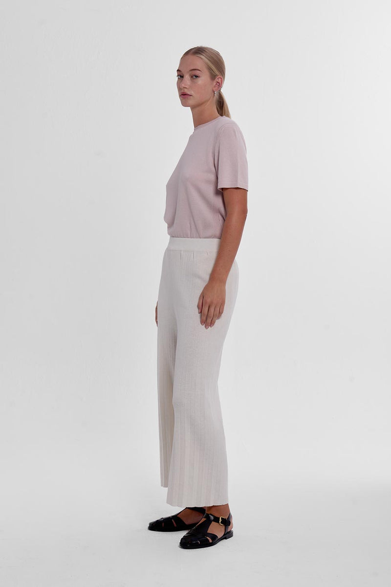 Durban Plissé Pants - Bone