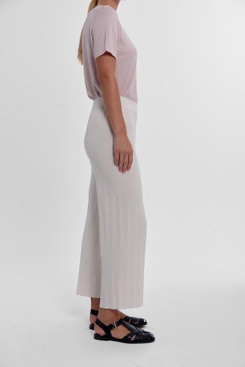 Durban Plissé Pants - Bone
