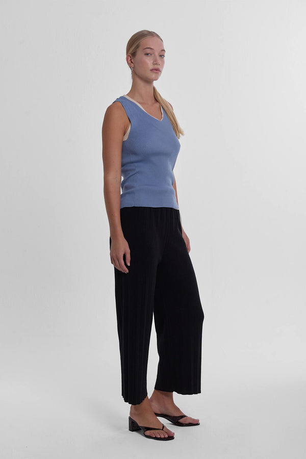 Durban Plissé Pants - Black