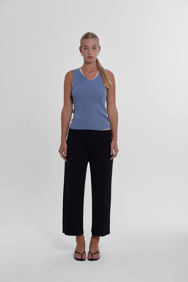 Durban Plissé Pants - Black