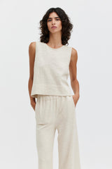 Linen Sleeveless Top - Ecru