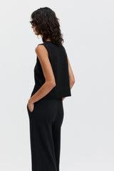 Linen Sleeveless Top - Black