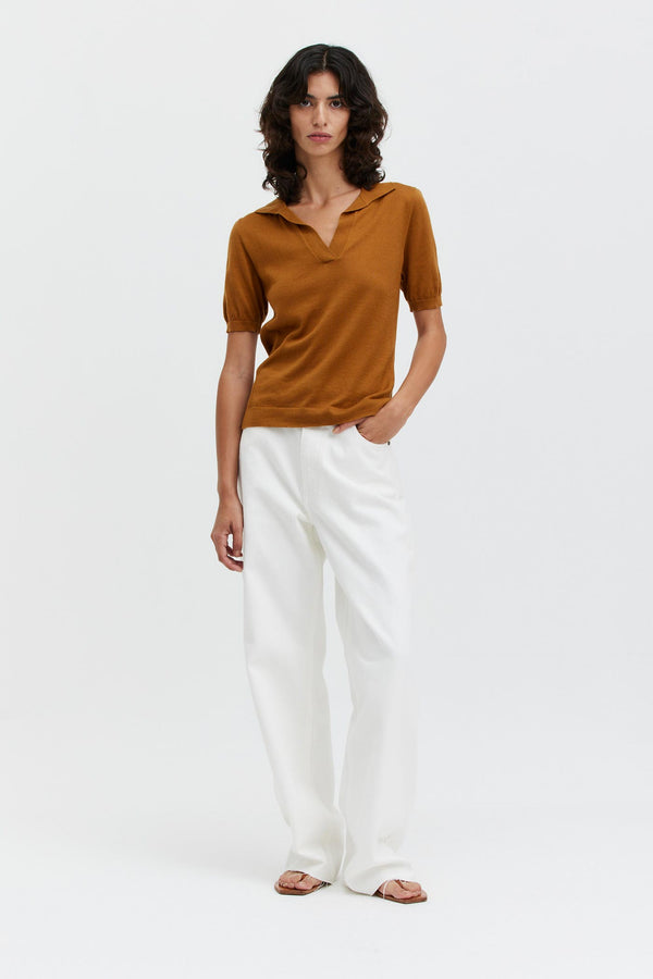 Kei Polo Top - Chestnut