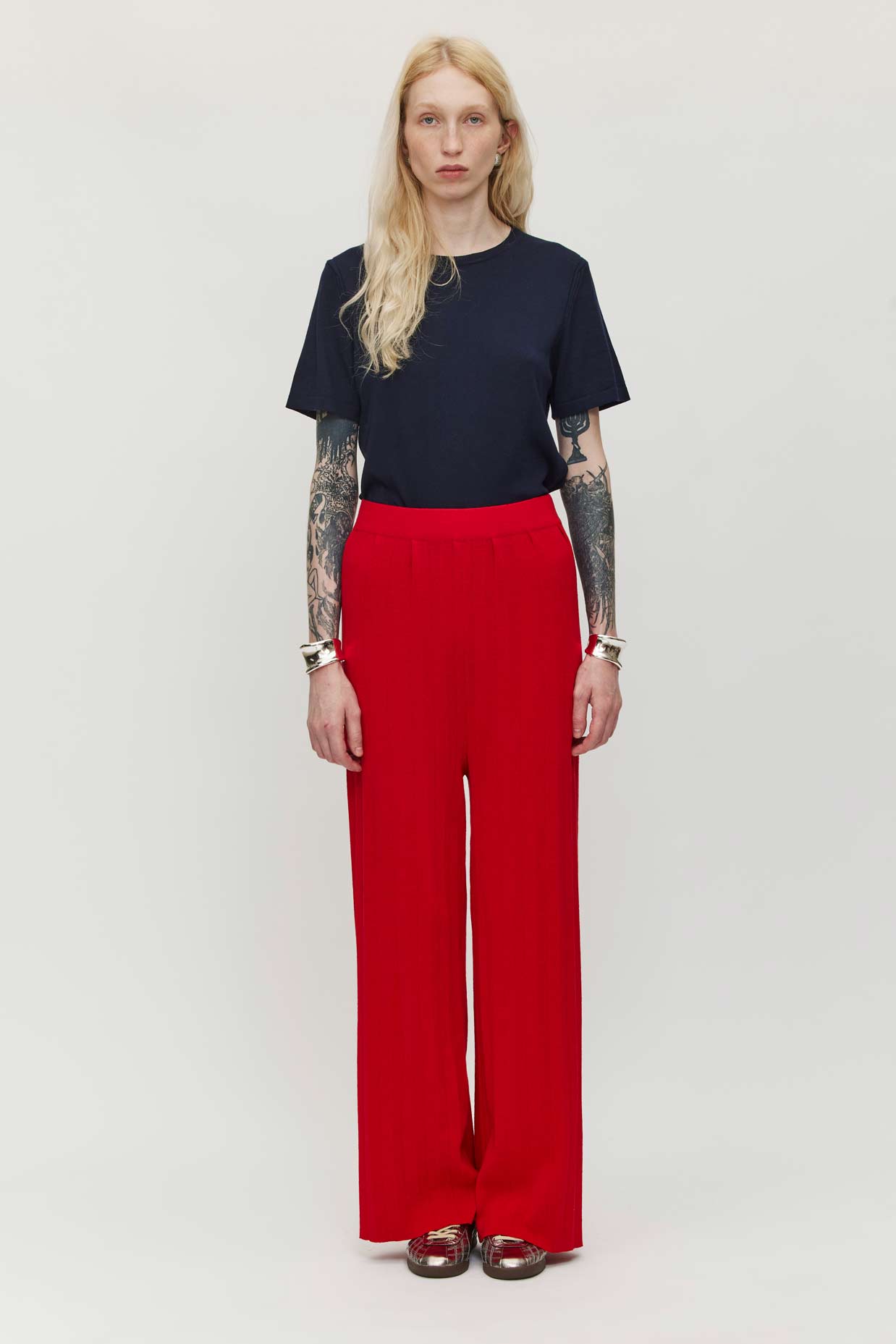 Durban Plissé Pants - Red (Pre-Order)