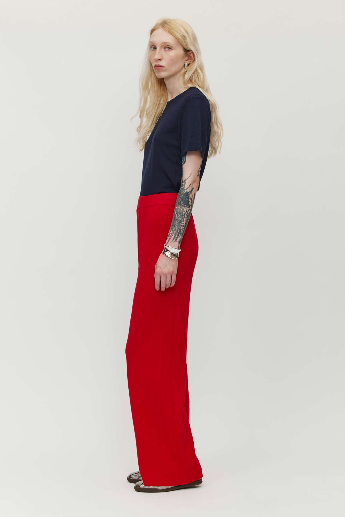 Durban Plissé Pants - Red (Pre-Order)