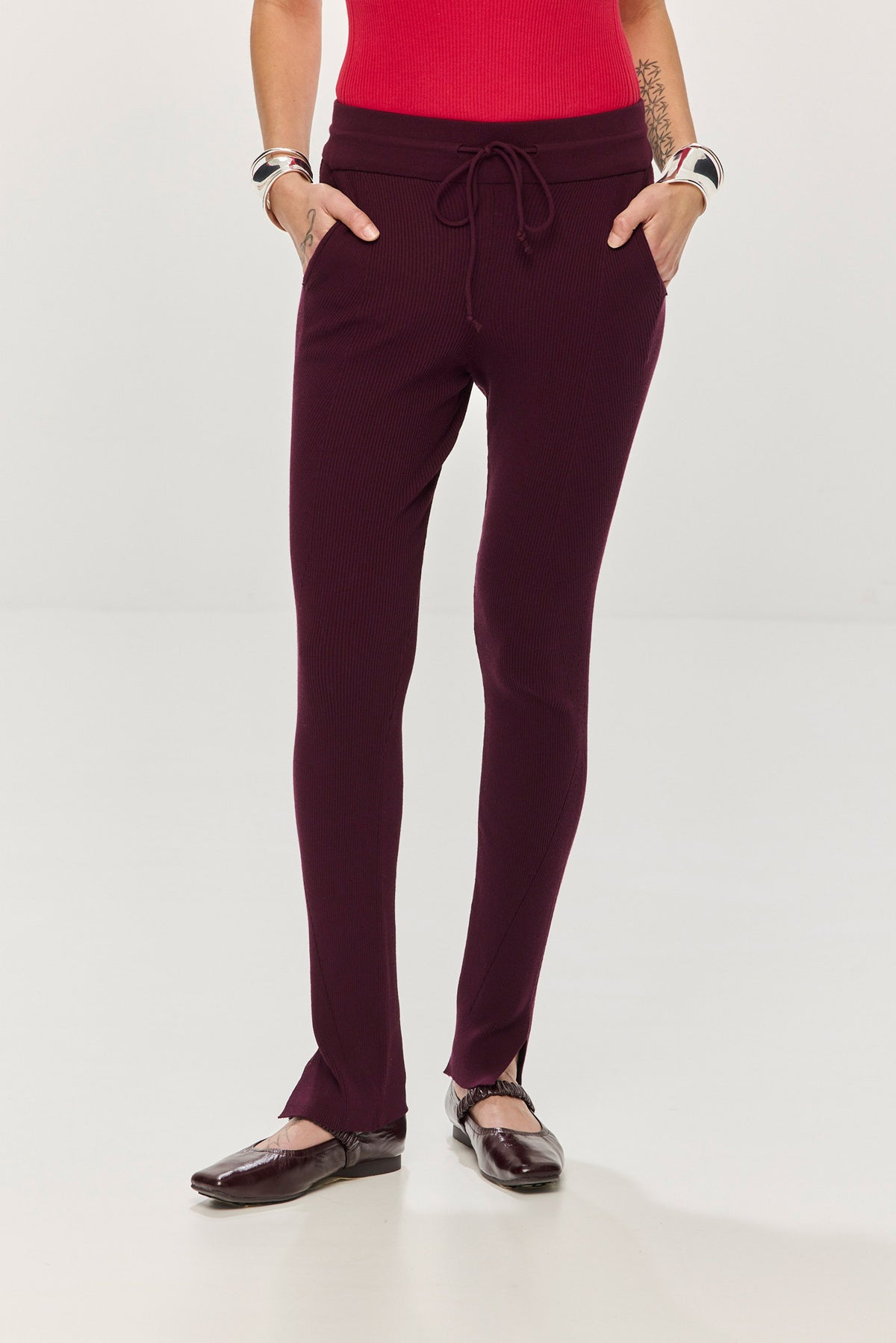 Ivy Rib Pants - Plum