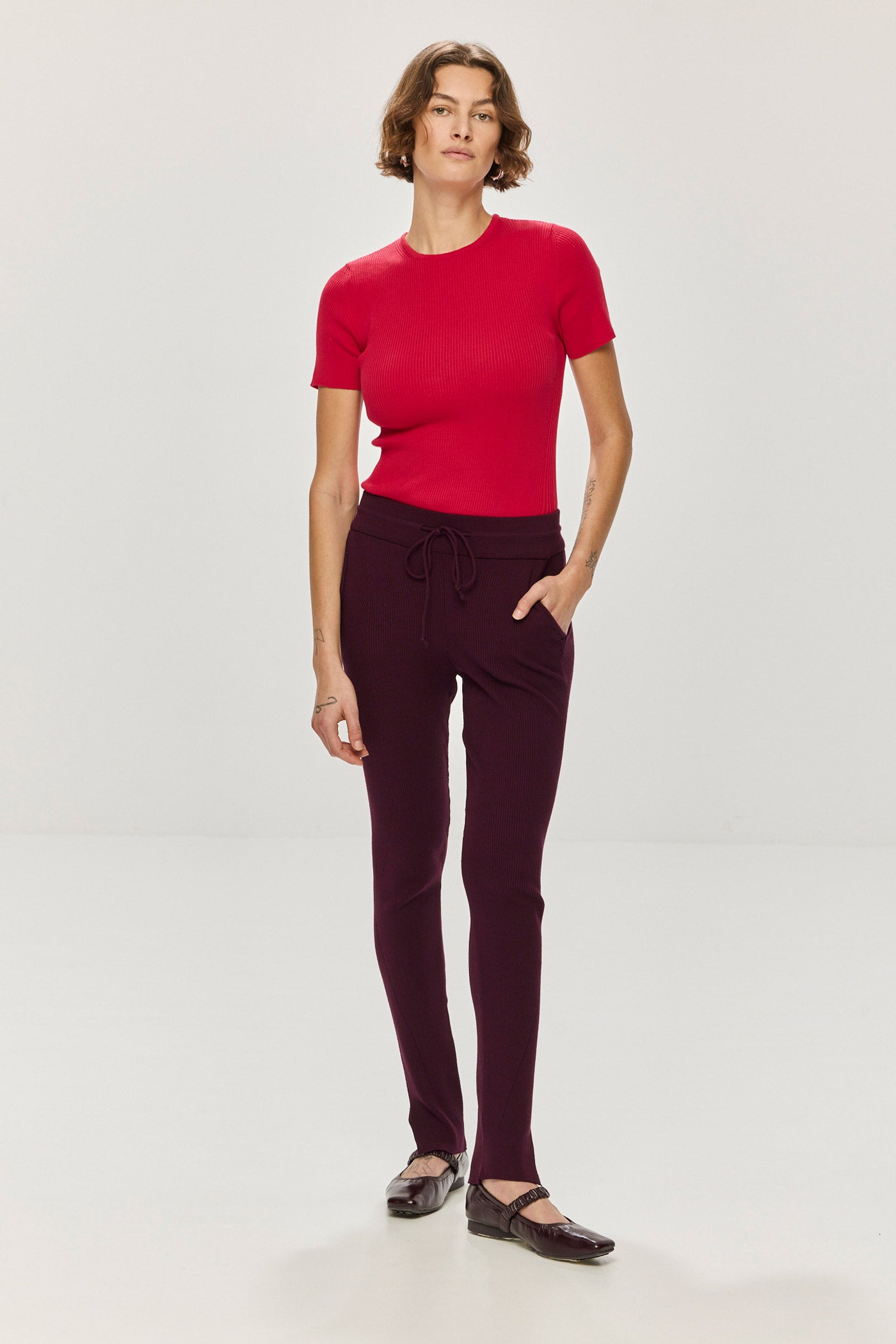 Ivy Rib Pants - Plum