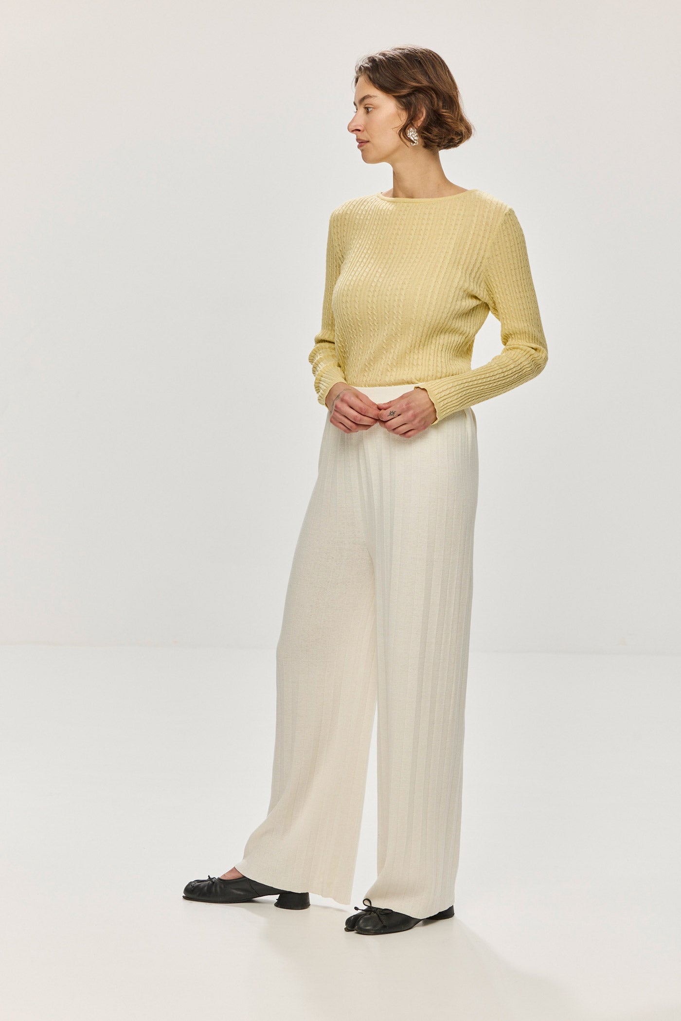 Durban Plissé Pants - Bone