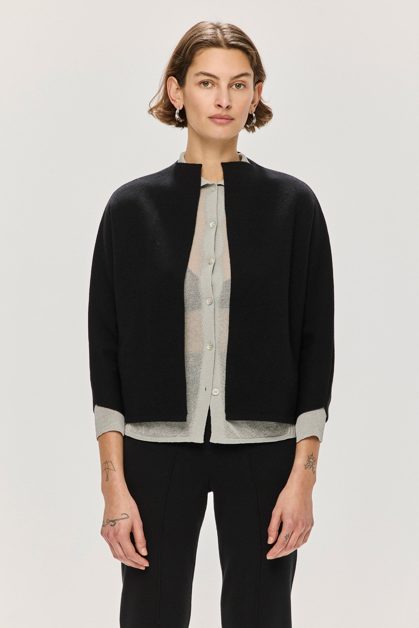 Knit Kimono Jacket - Charcoal