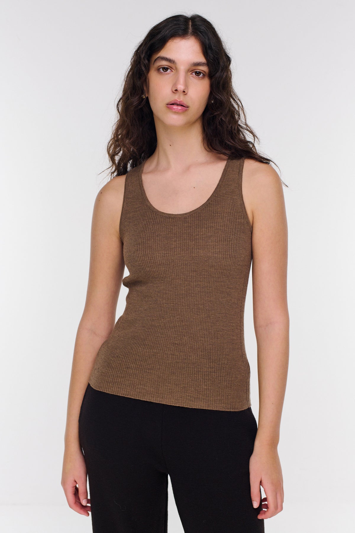 Bray Merino Tank - Coffee