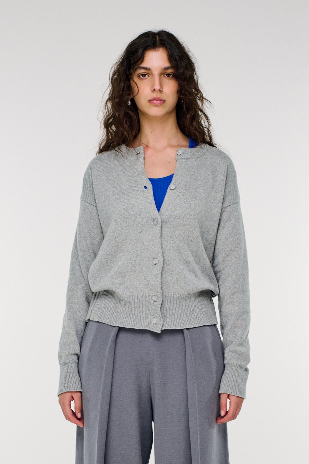 Berlin Cotton-Cashmere Cardigan - Melange Grey