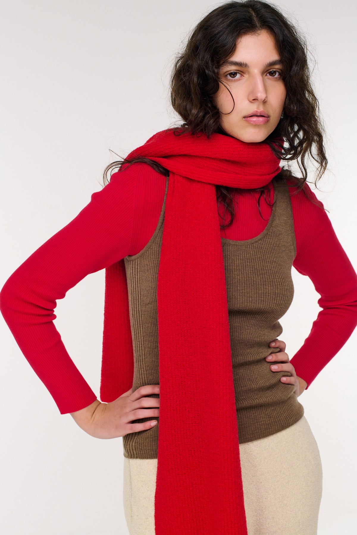 Salt Merino Scarf - Red