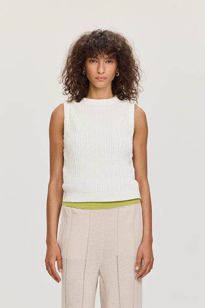 Belmont Cotton Vest - Bone