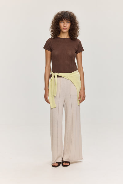 Riet Pointelle Tee - Chocolate