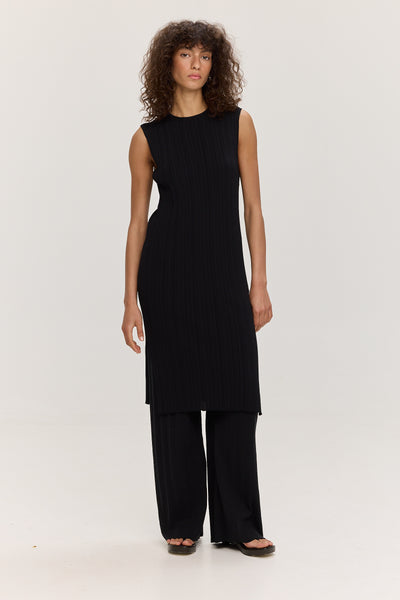 Cala Plissé Dress - Black