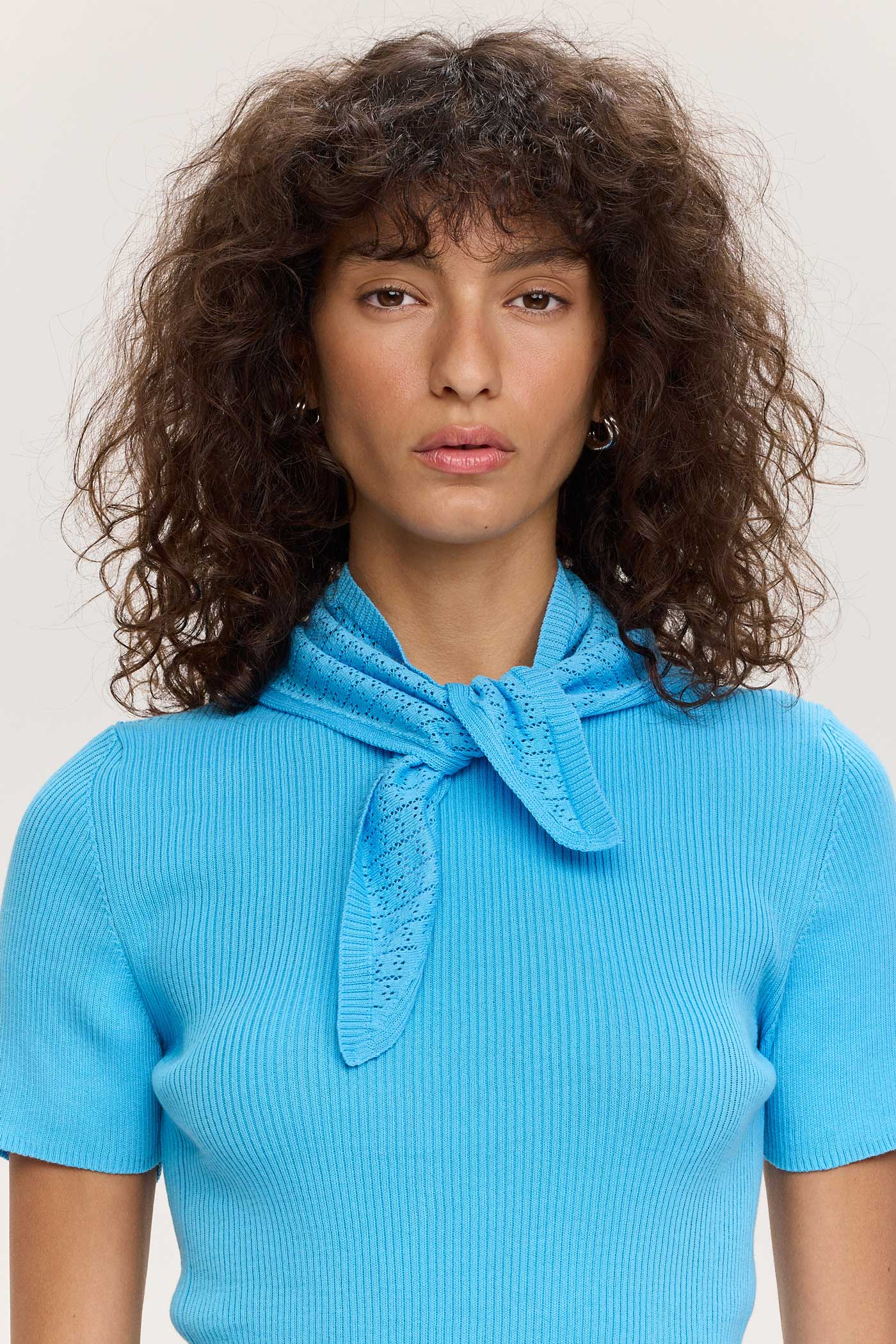 Ribbed Makò T - Cornflower Blue