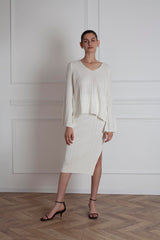 Ribbed Keys Sweater - Ivory