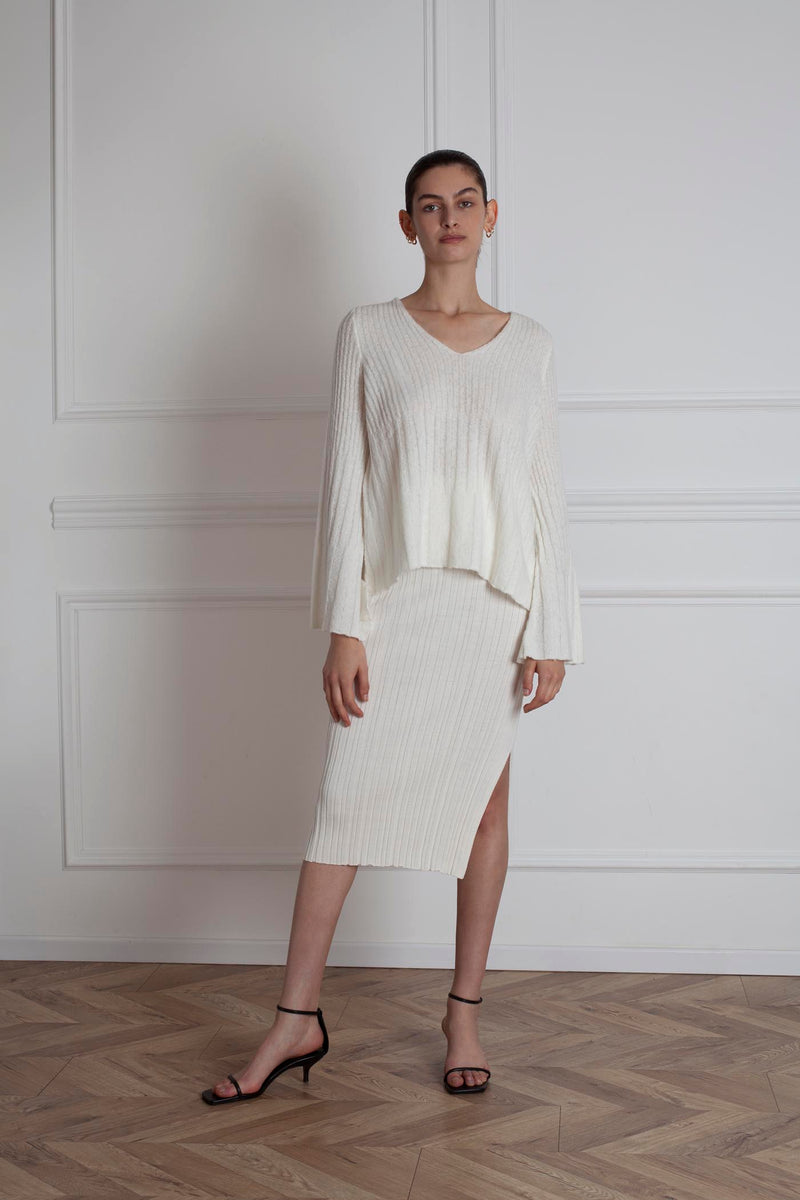 Ribbed Keys Sweater - Ivory