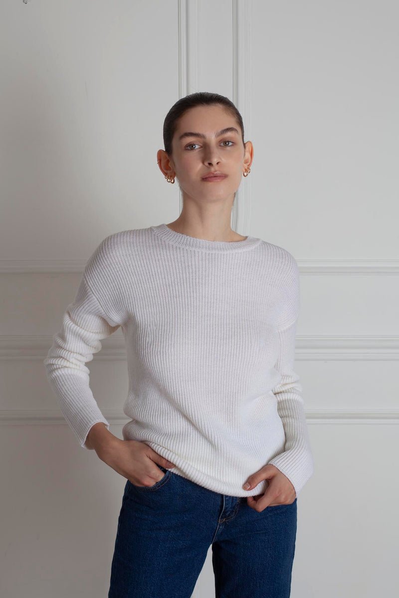 The Fisherman's Rib Sweater - Off White
