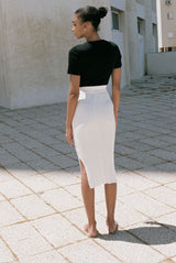 Asymmetric Rib Skirt -Ivory